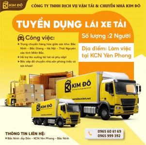 Tuyển Dụng Tài Xế Xe Tải Bằng B2 Làm Việc Tại Bắc Ninh